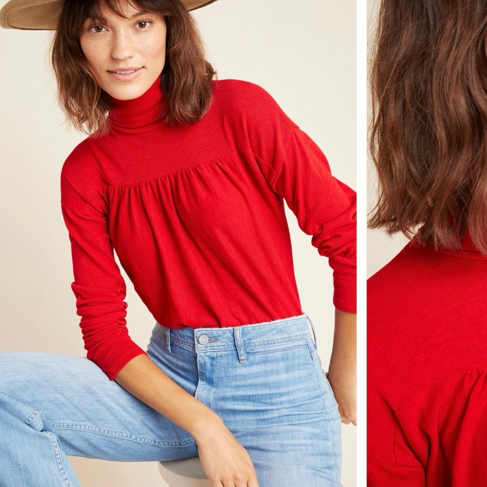 Maeve Gathered Turtleneck Sweater